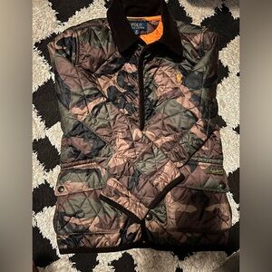 Polo by Ralph Lauren Kids Camo Puffer Jacket with Orange Lining